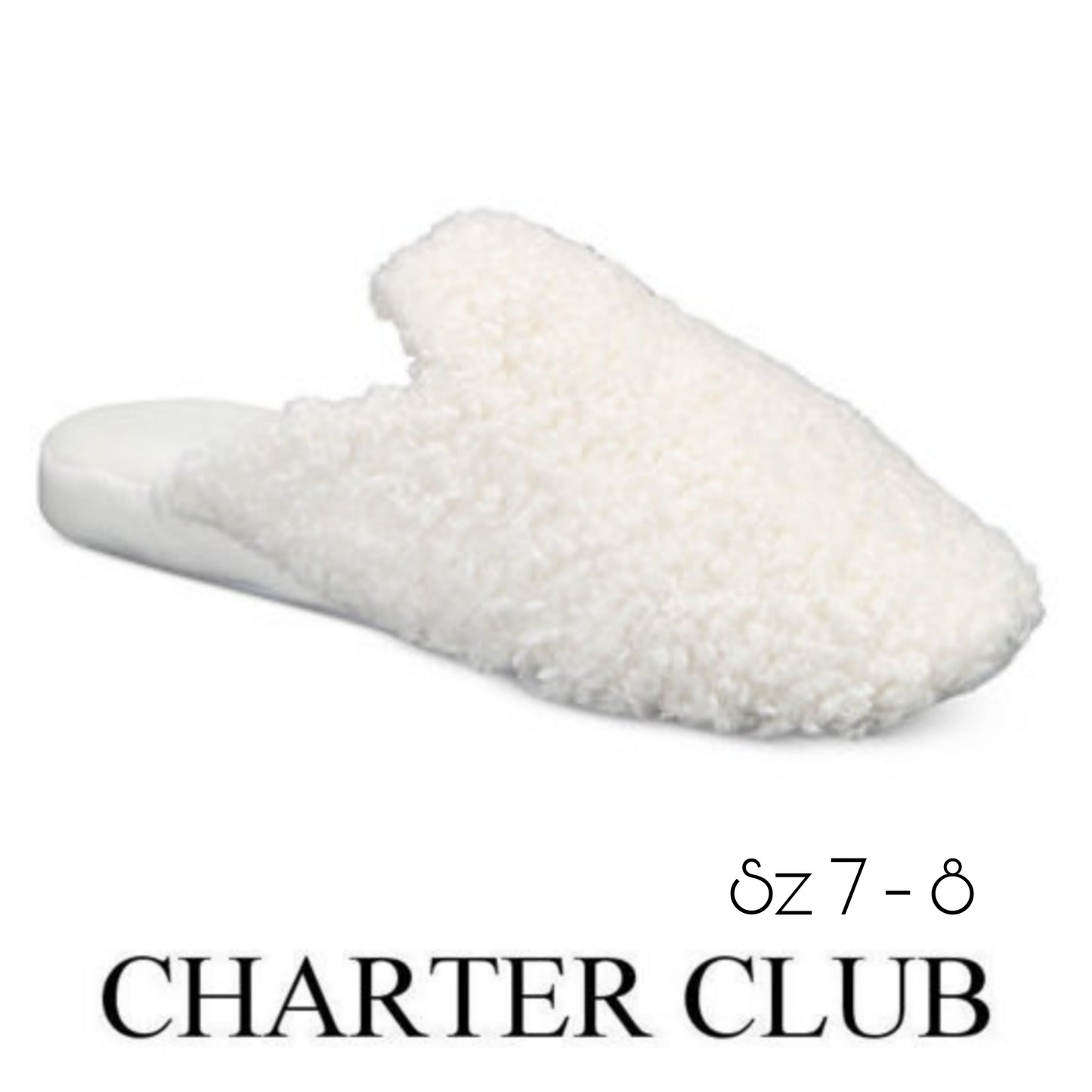 Charter Club Faux-Sherpa Slippers. Sz 7-8