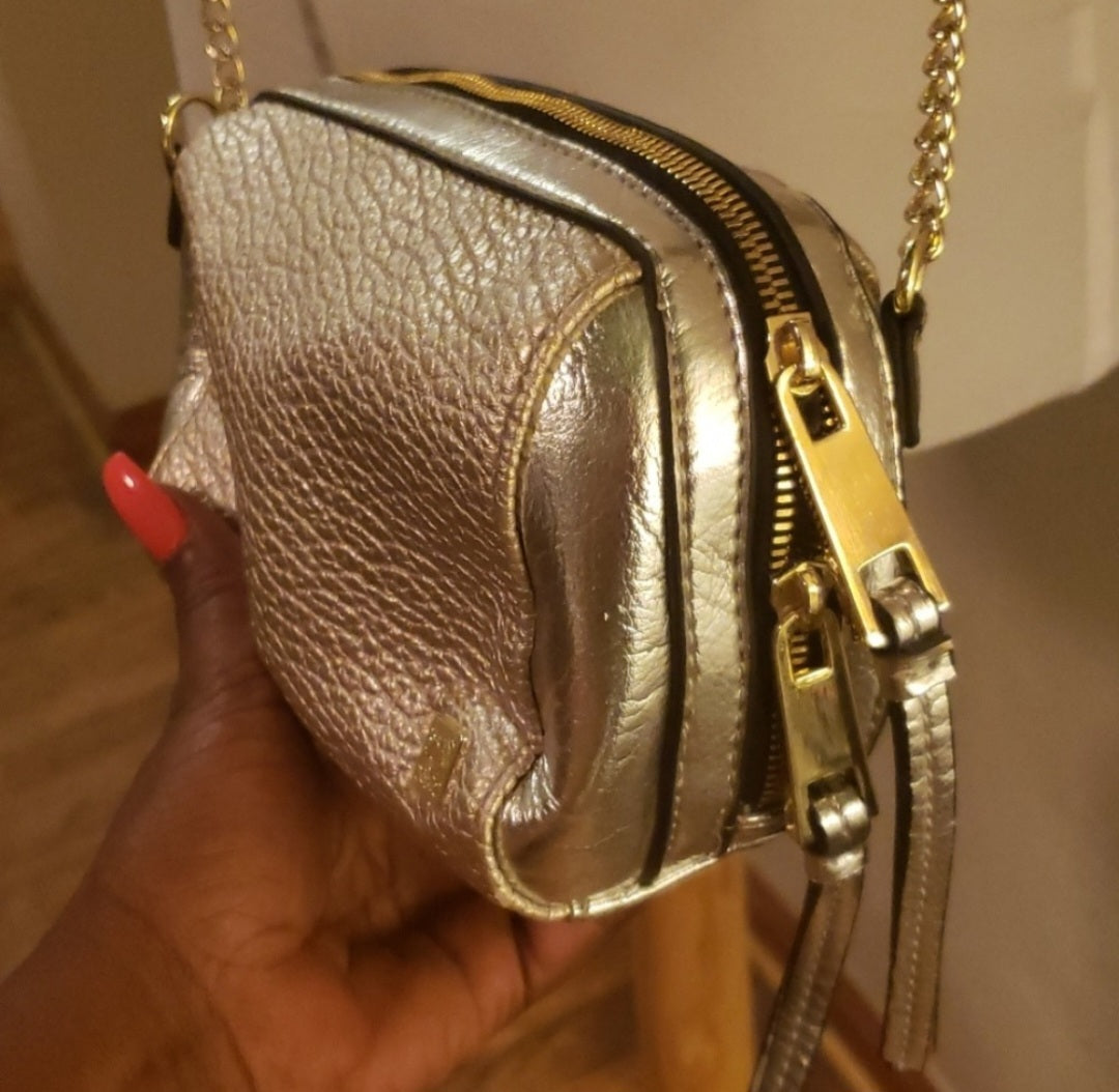 Kate Landry silver lthr crossbody