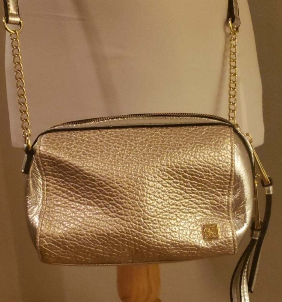 Kate Landry silver lthr crossbody