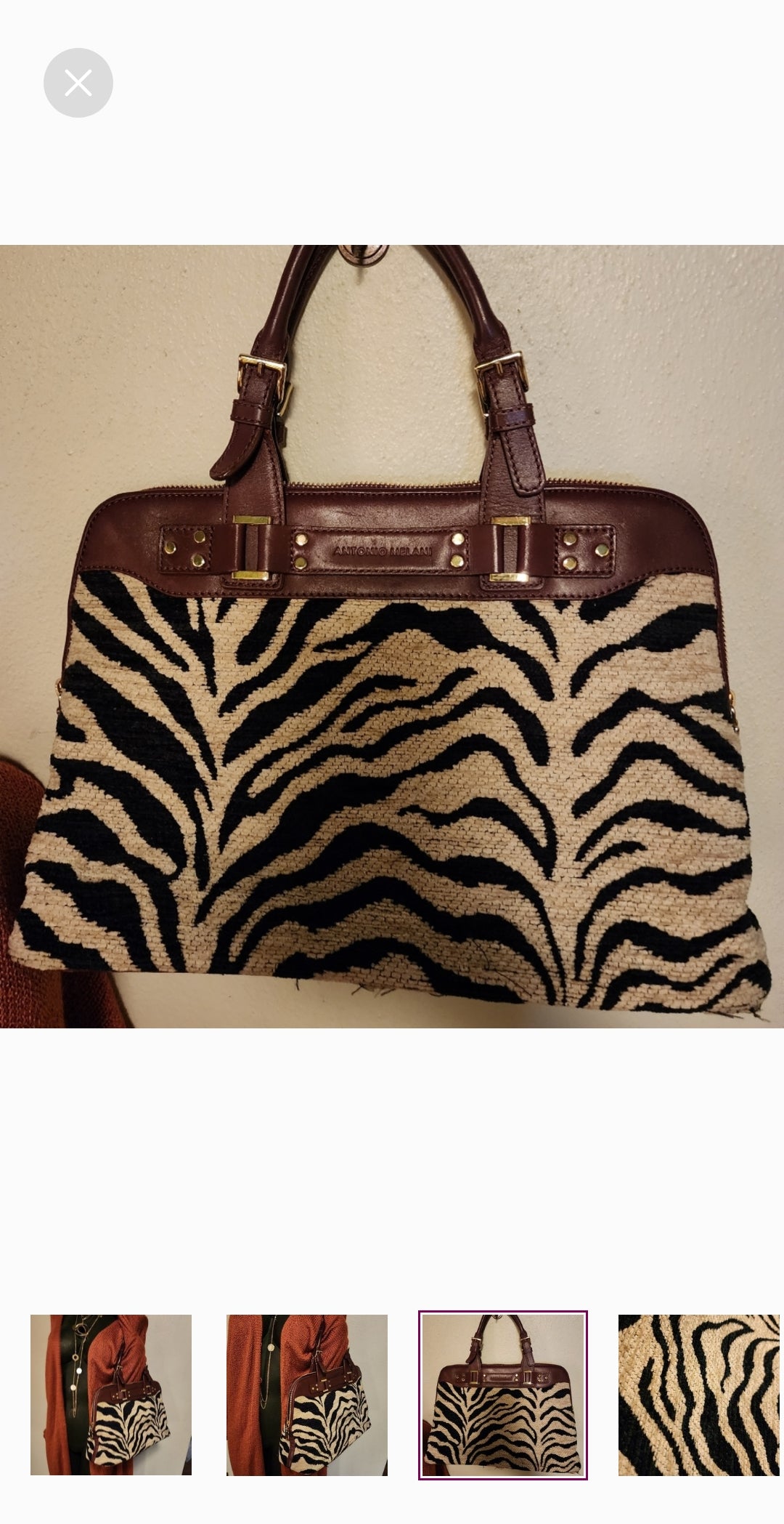 Antonio Melani beautiful leather carpet bag.