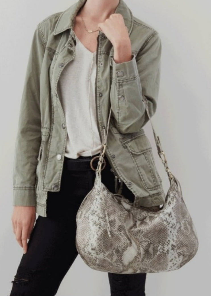 HOBO Lennox Leather Shoulder Bag. Embossed leather. Org $298