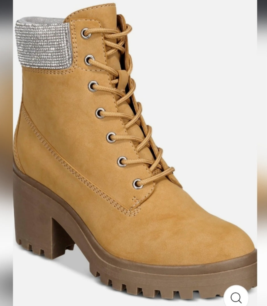 Wild Pair Bentli P Nubuck Embellished Combat & Lace-Up Boots. Sz 11. NIB