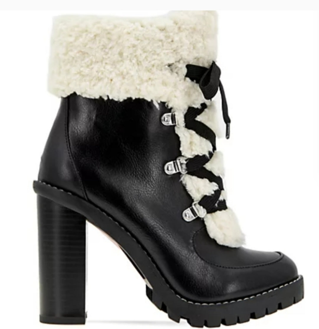 BCBGENERATION Palli Faux Shearling Block Heel Booties. Sz 10m. NIB