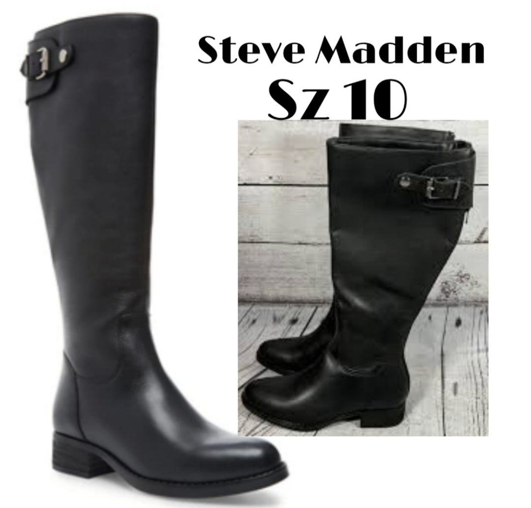 Steve Madden | Black Loraine Leather Boot. Sz 10