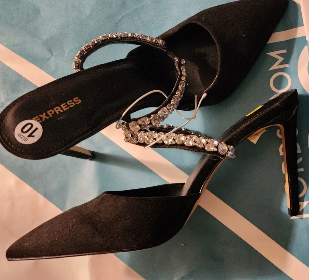 Express rhinestone slides /mules. Sz 10. New