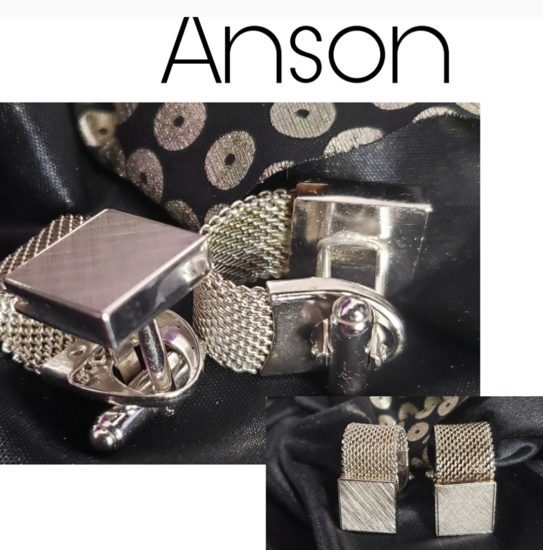 Anson Silver Mesh Cufflinks