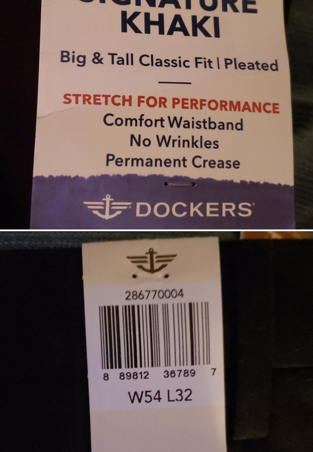 Dockers classic fit signature khaki black Sz 54x32