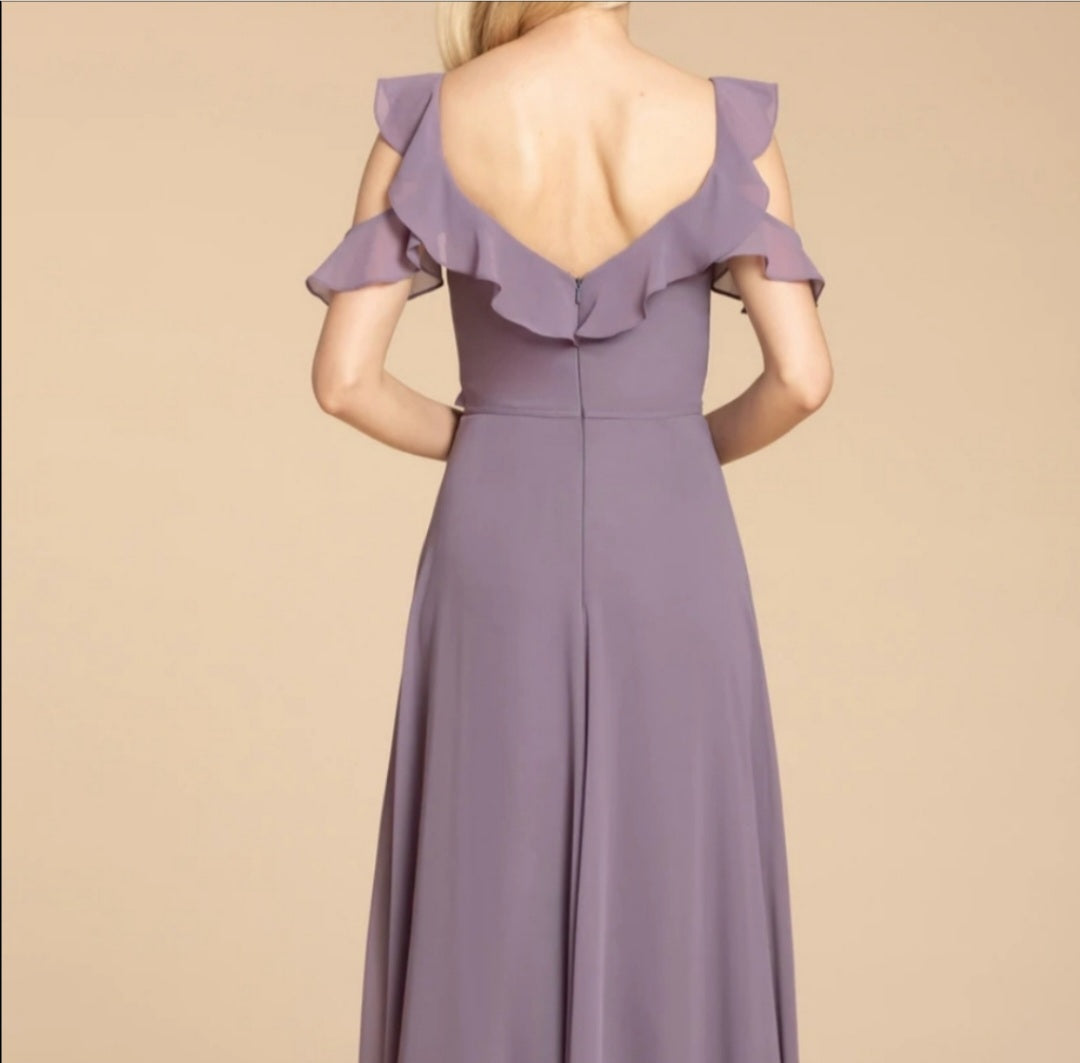 Hayley Paige Wisteria chiffon ruffle cldshldr occasion dress Sz 14. NWTs💥DEAL!