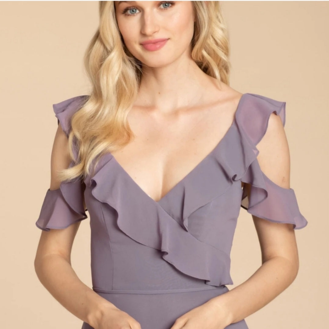 Hayley Paige Wisteria chiffon ruffle cldshldr occasion dress Sz 14. NWTs💥DEAL!