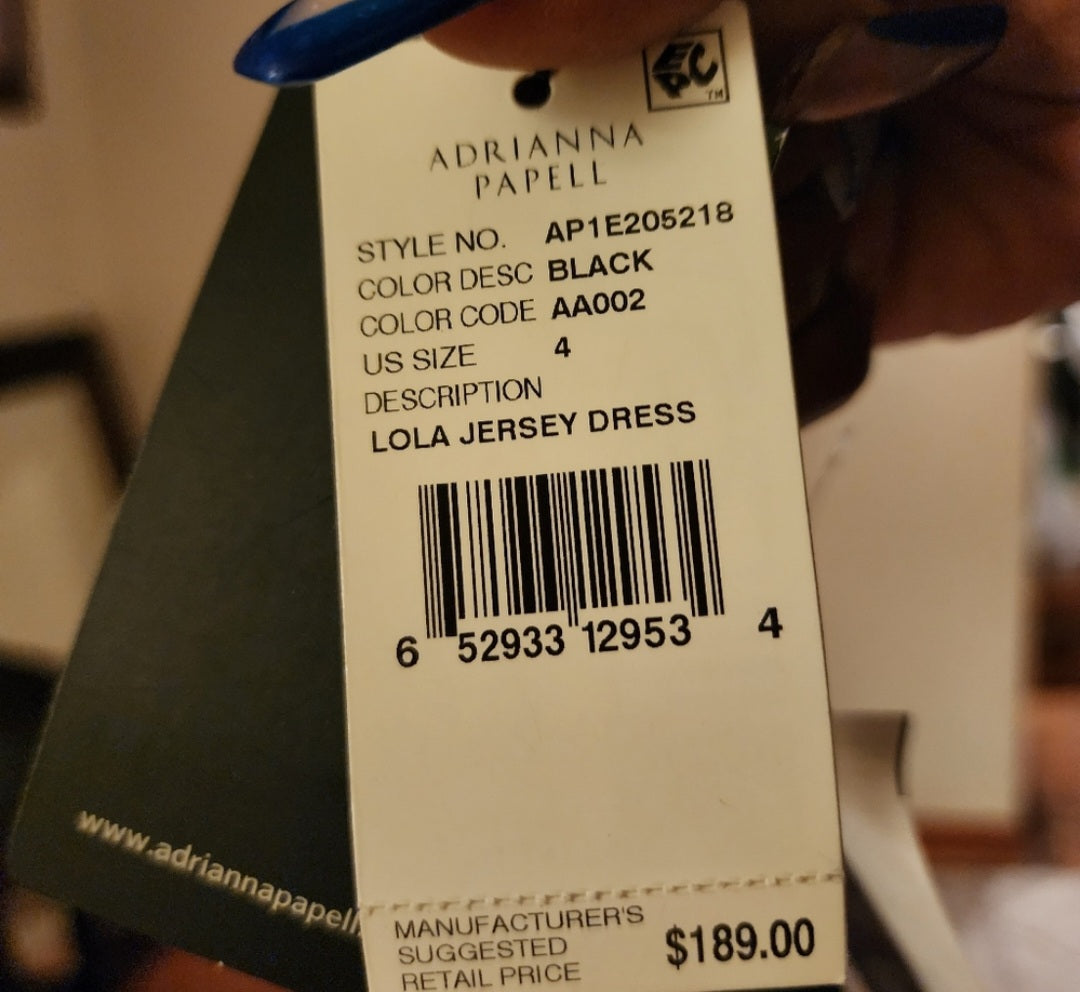 Adrianna Papell LOLA JERSEY Dress. Sz 4. NWTS. Org $189