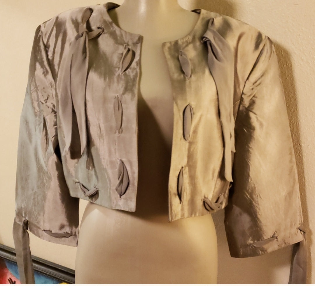 JS Collection metallic satin evening set Sz16
