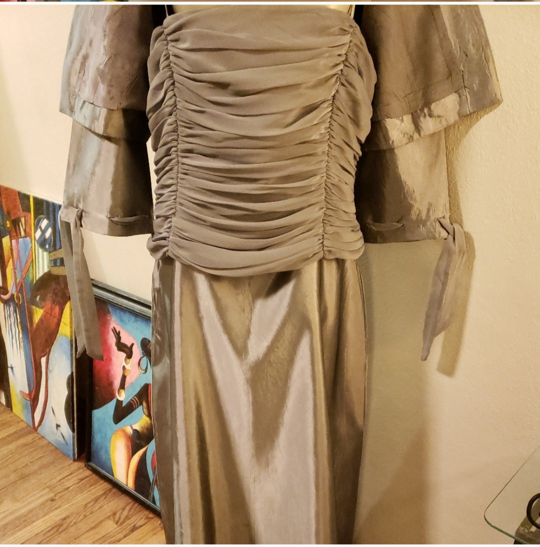 JS Collection metallic satin evening set Sz16