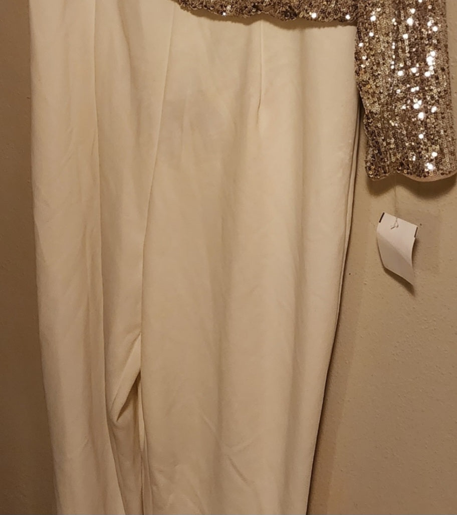 Adrianna Papell sequin crop jumpsuit. Sz 14. Org $259