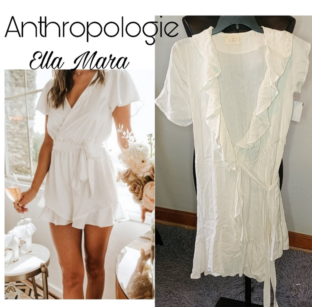 Anthropologie Ella Mara wrap ruffle romper. Sz Sm. Nwt