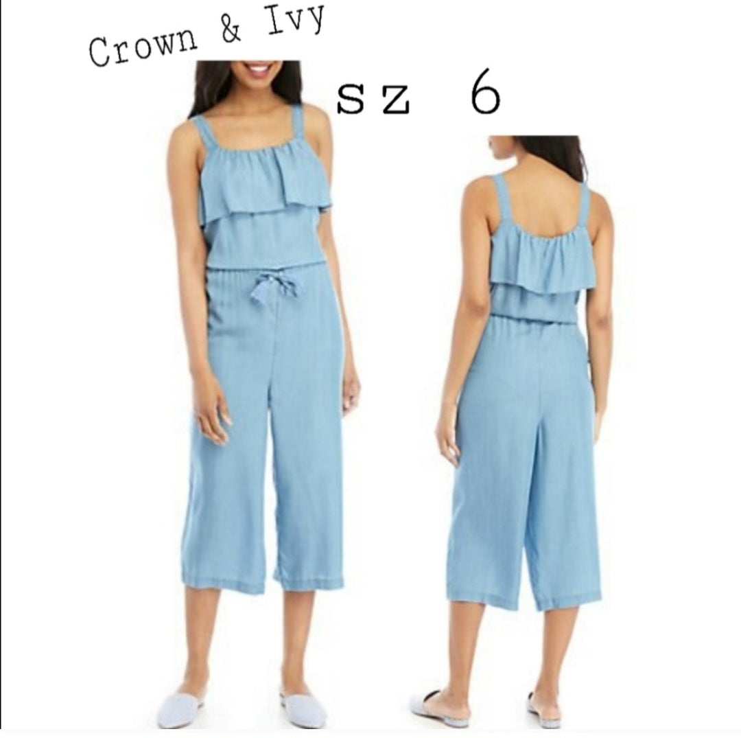 Crown & Ivy™Sleeveless Flounce jumpsuit. Sz 6