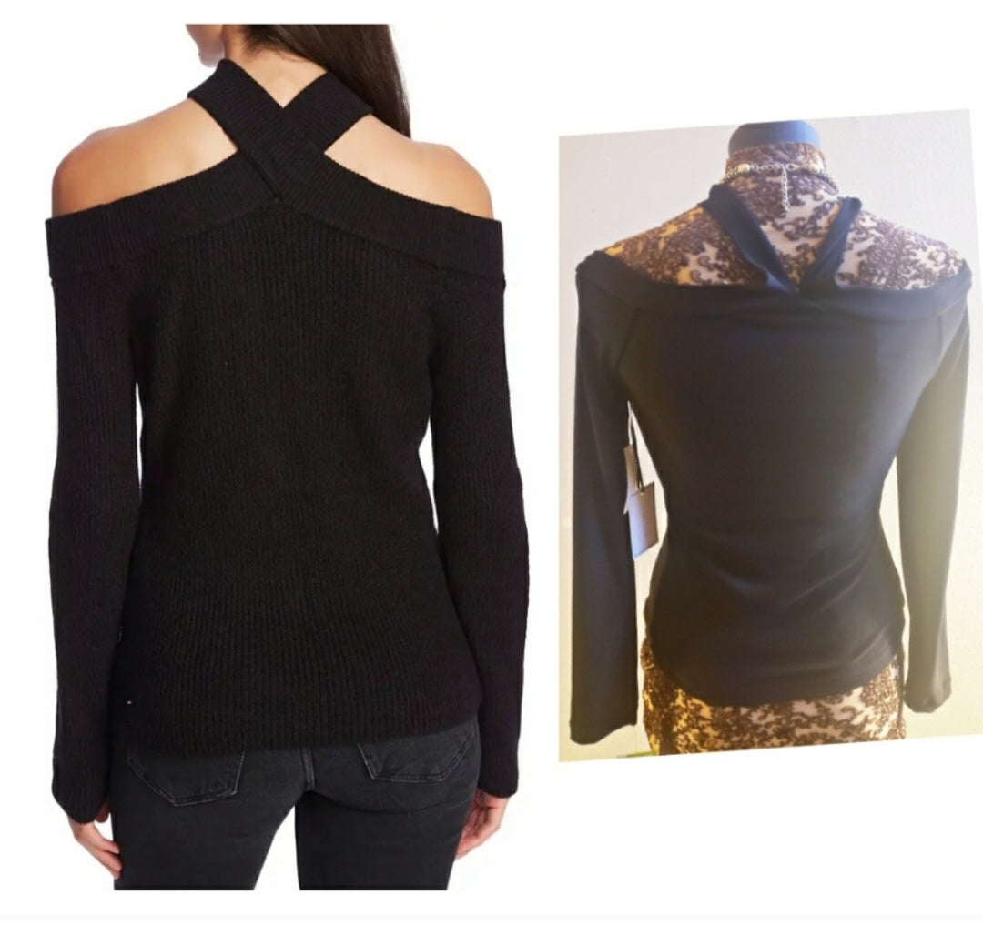 1.state Cross Neck Cold Shoulder Top. Sz XS