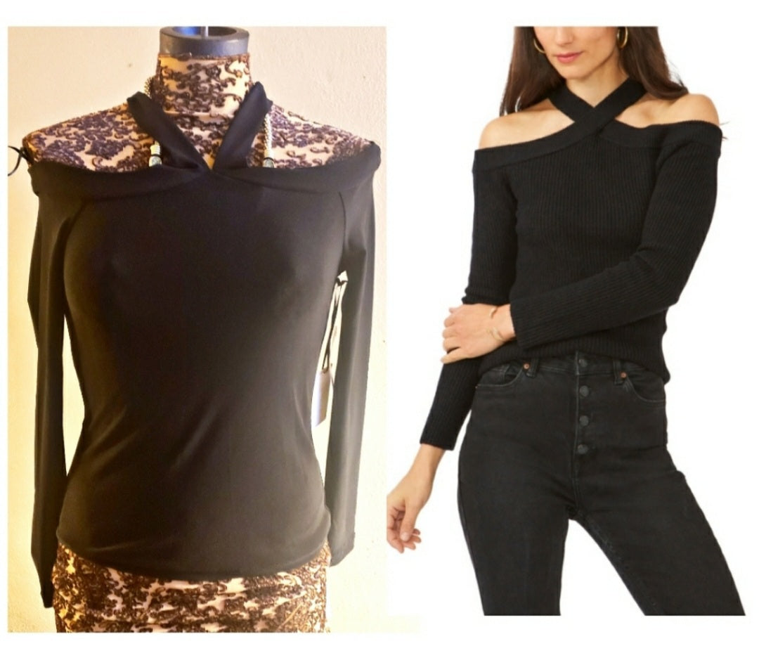 1.state Cross Neck Cold Shoulder Top. Sz XS