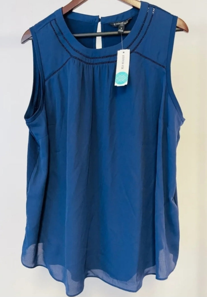 41 Hawthorn Eliee Lace Detail Mixed Material Blouse Navy 1X 2X 3X. Many avail.