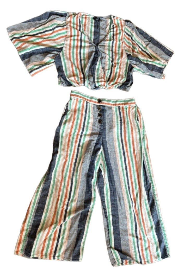 A.N.A. wide leg crop pant set. Gauzy/linen. XLTALL. Fits size 16.