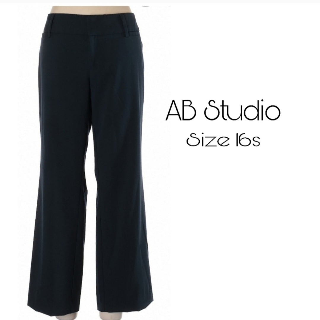 AB Studio blue flare leg slacks. Sz 16s