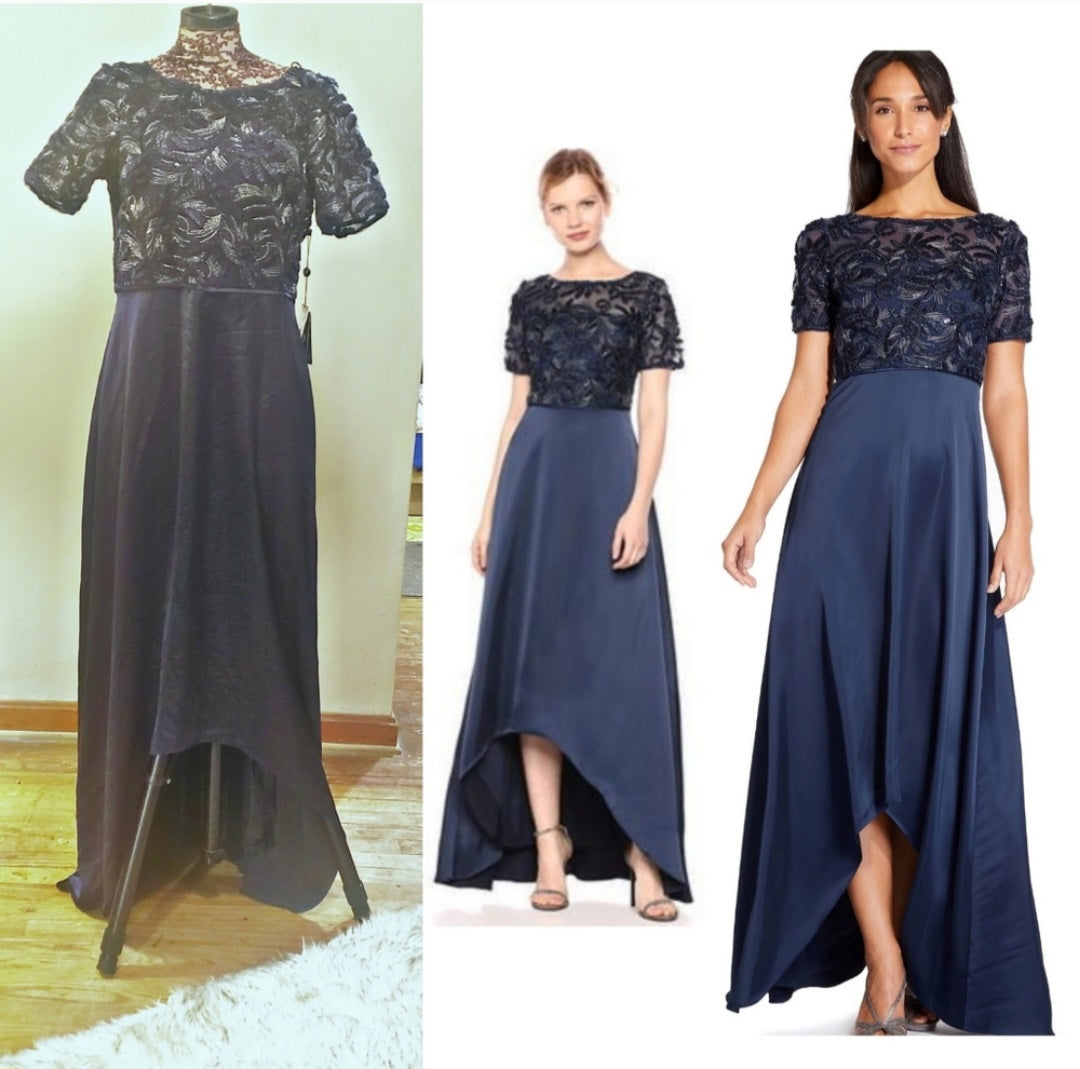 Adrianna Papell Soutache Long Dress. Sz 10. New. Org $185
