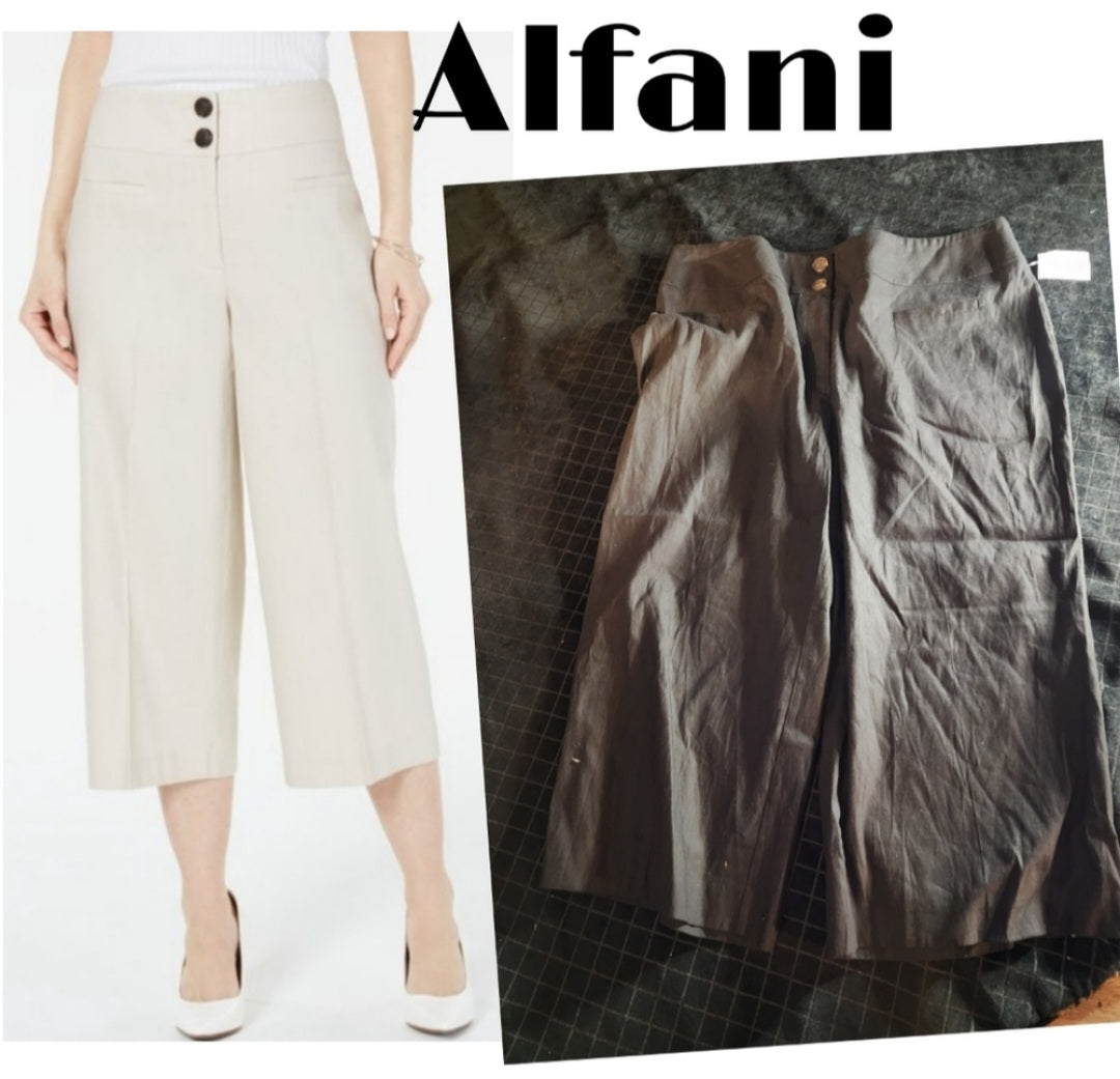 Alfani Wide Leg crop Linen Pants. Black. Sz 18w