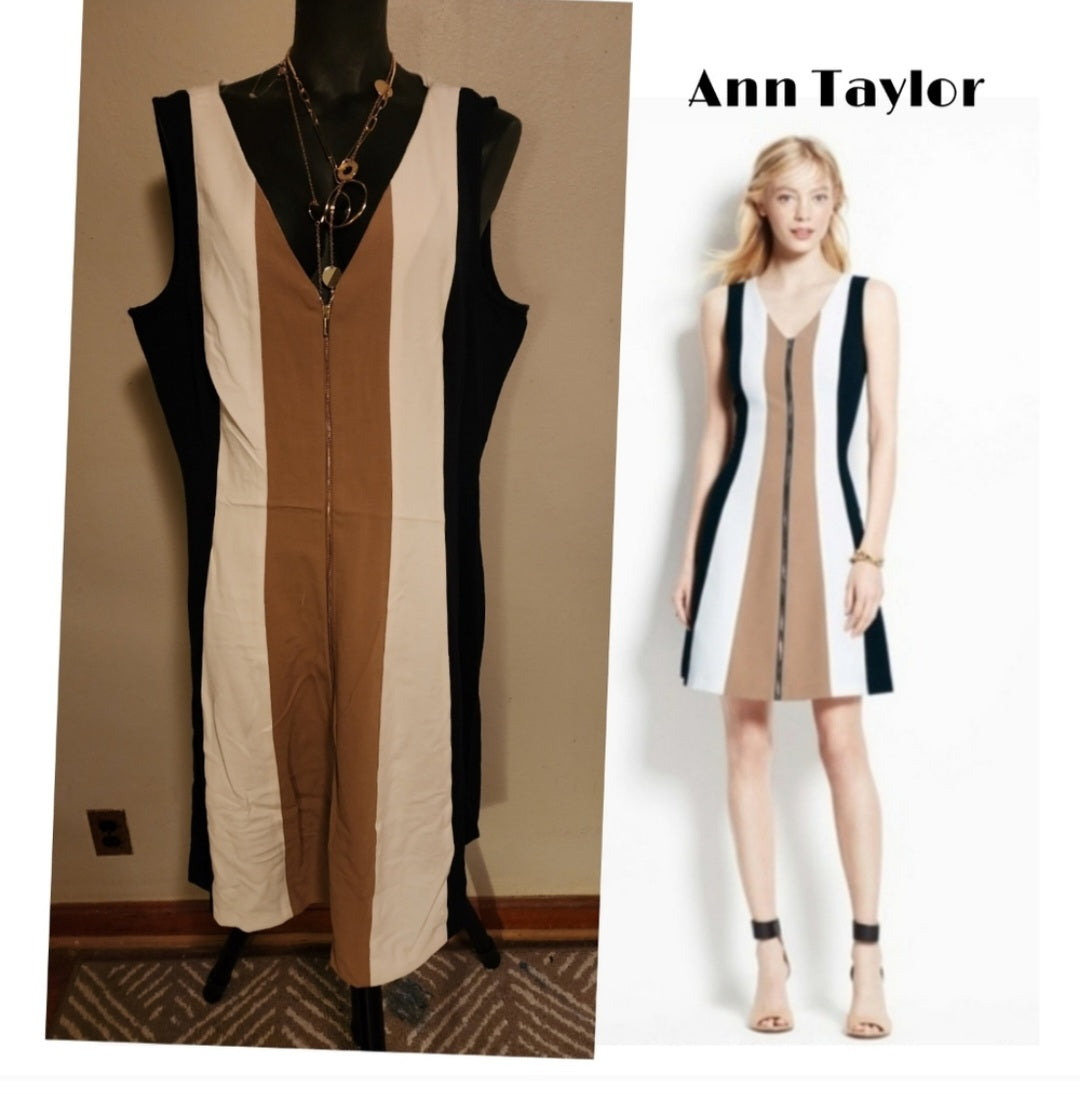 Ann Taylor zip front colorblock dress. Plus sz 18. New