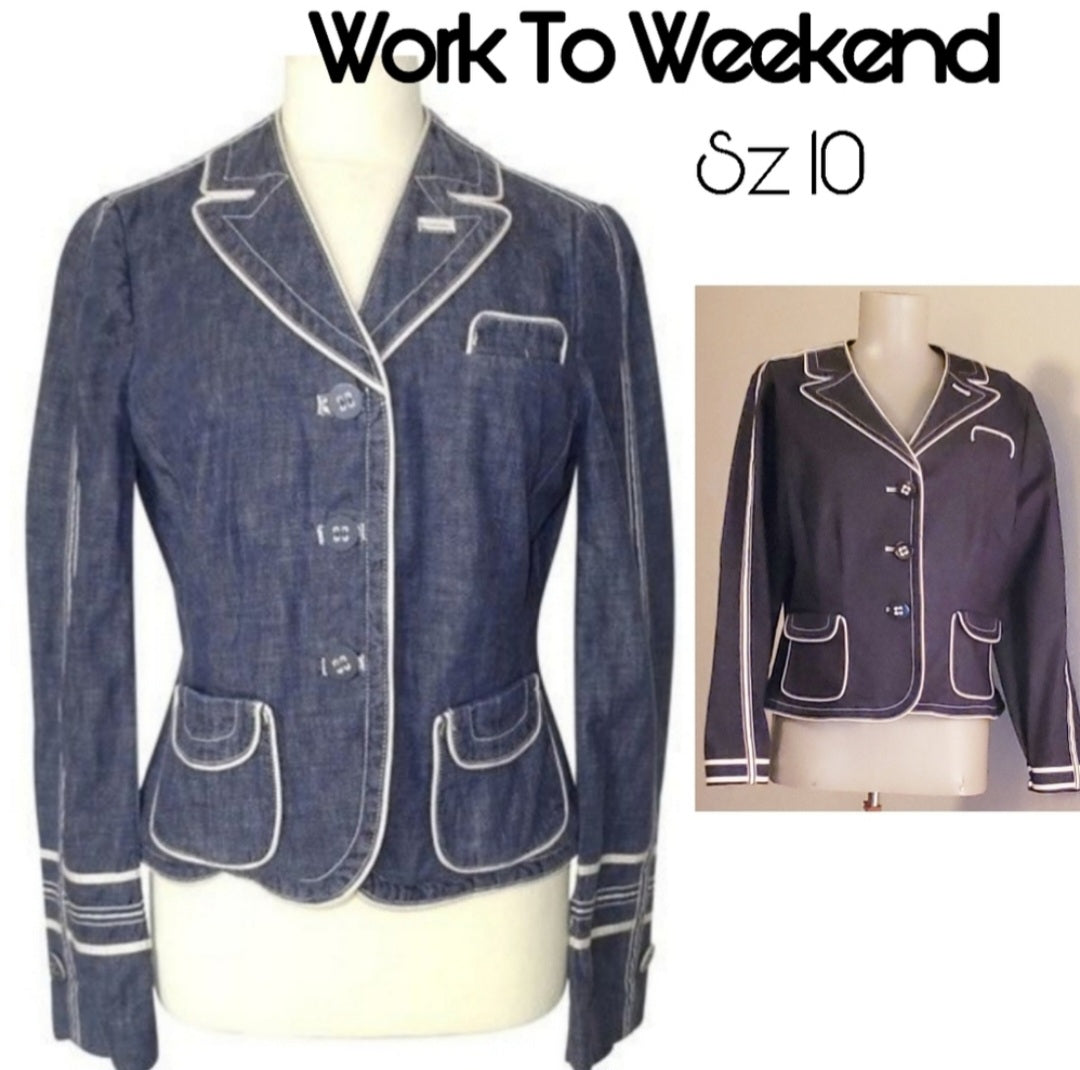 Work to Weekend dark denim jacket. Sz 10