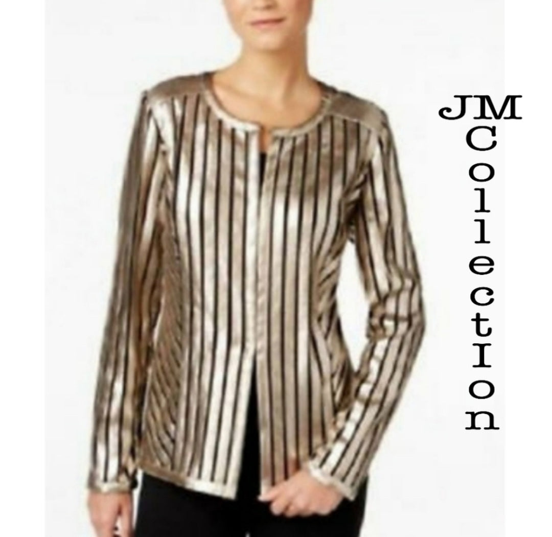 JM Collection Gold Faux Lthr jacket. Sz Med