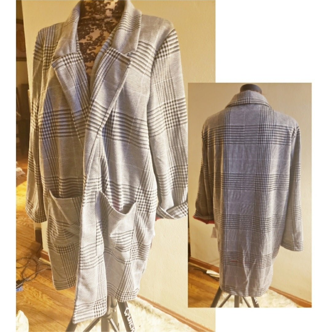 Tu Brand Glen check paid cardigan coat. Sz XL