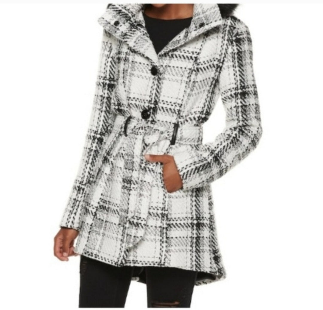 IZ Byer tweed lrge fur hood coat. Sz XL
