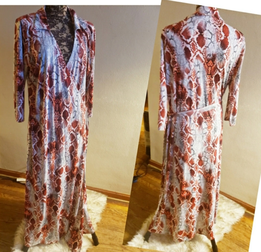 Ashley Stewart snake print wrap dress. Sz 14/16. Soft & stretchy