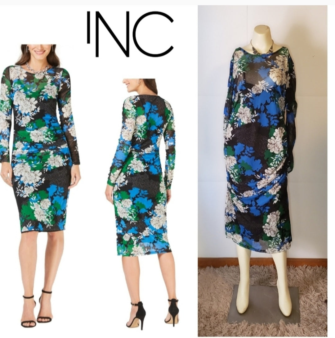 INC floral ruched side dress. Sz 18
