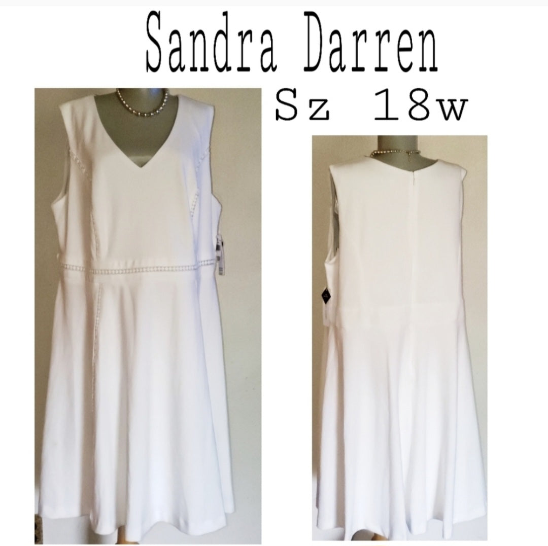 Sandra Darren white dress. Great quality. Sz 18w