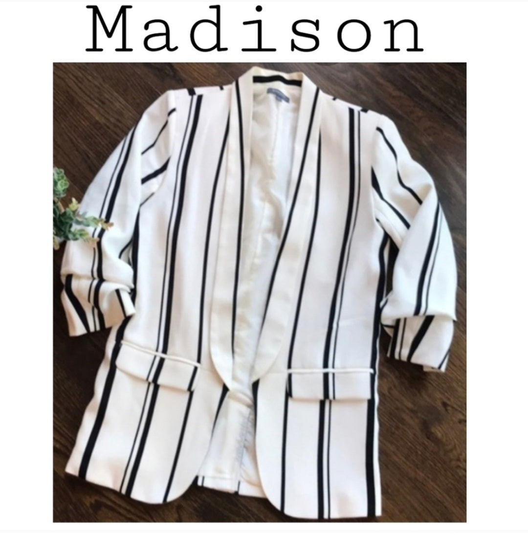Madison black/white striped blazer. Sz Xs