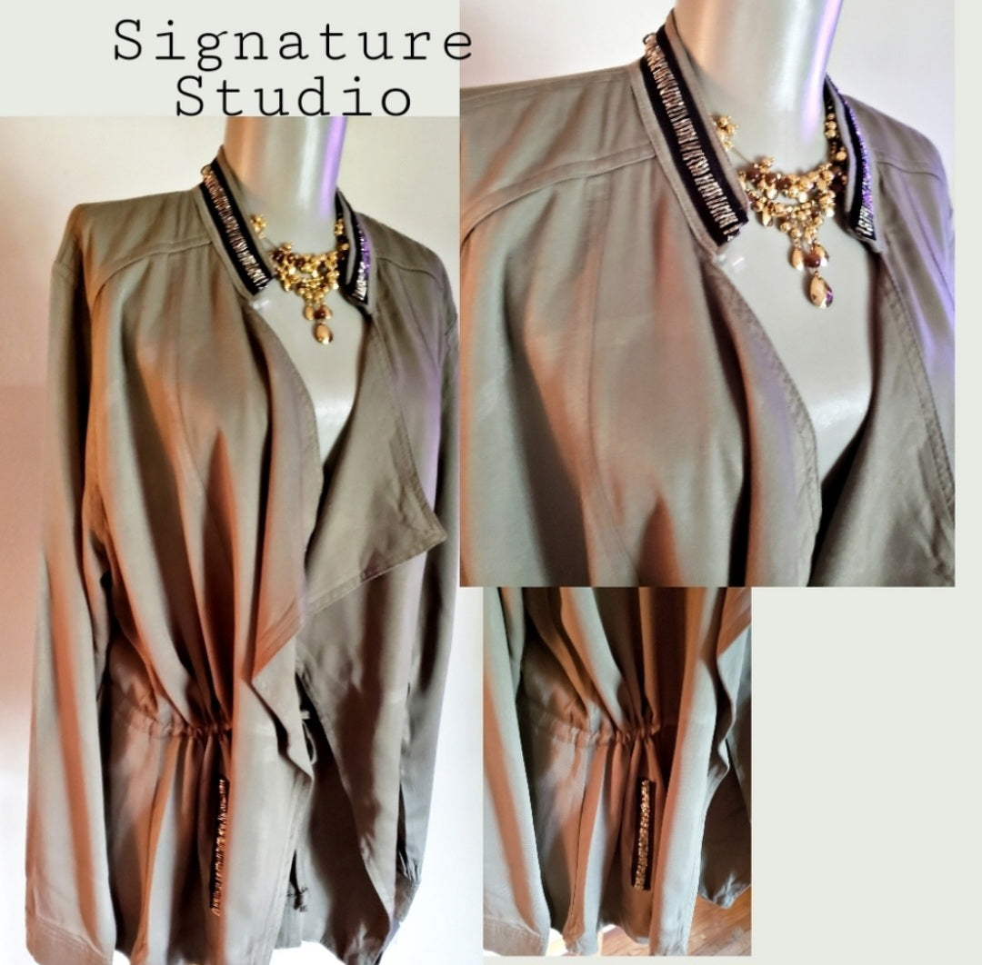 Signature Studio khaki green cardigan/jacket Sz XL