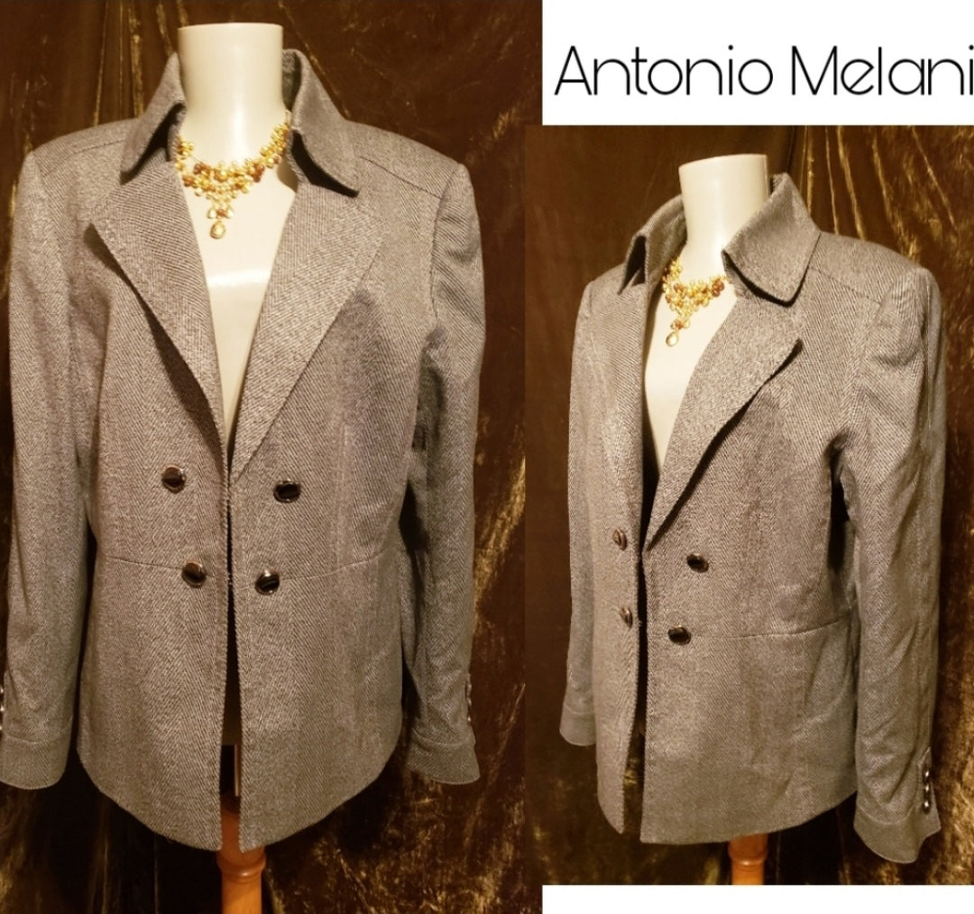 Antonio Melani blk/wht chevron print heavy blazer