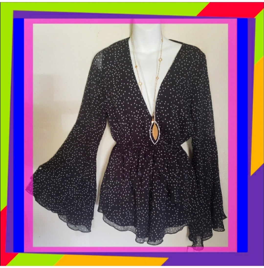 Midnight Sky bellsleeve romper. Gorgeous! Sz Med