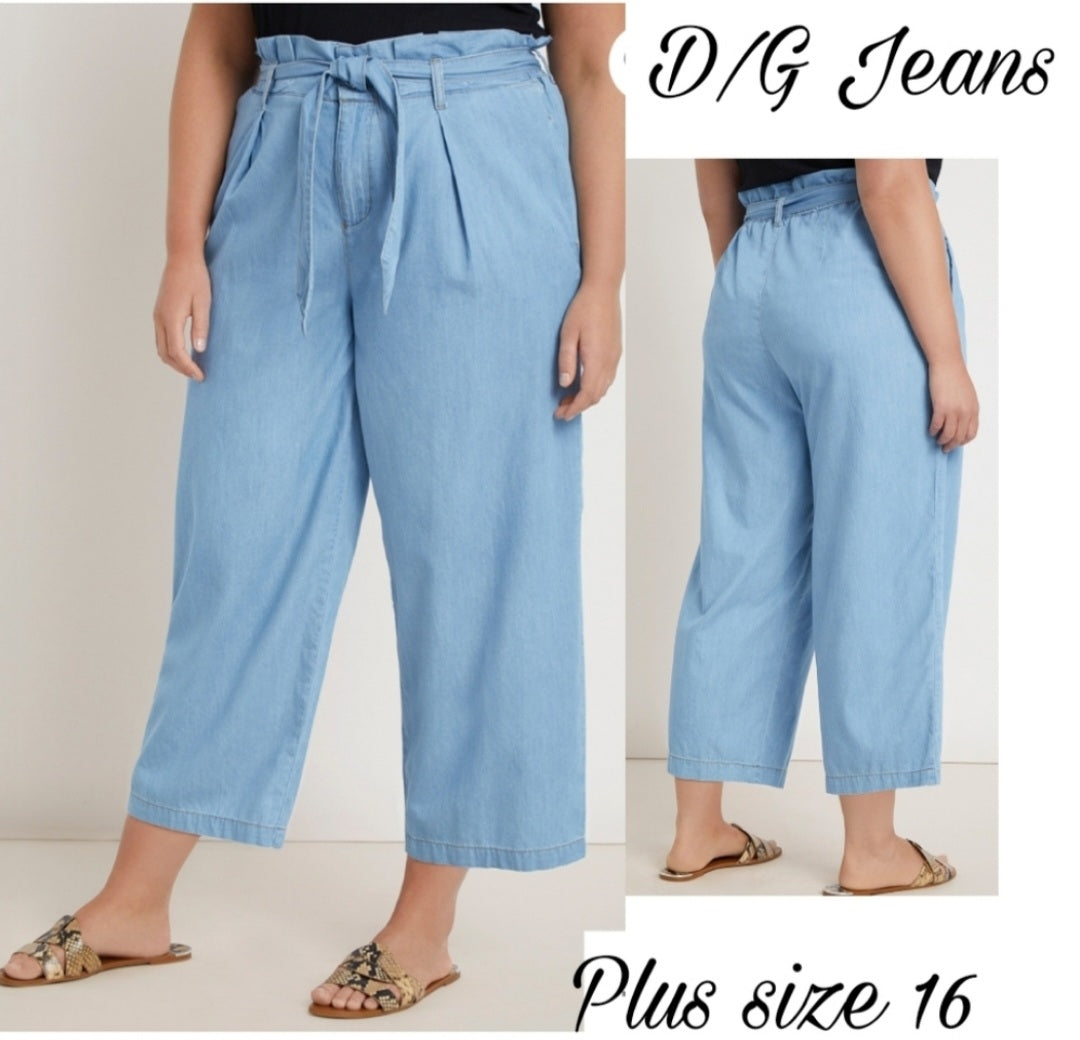 D/G tencil chambray paperbag culotte's. Plus Sz 16