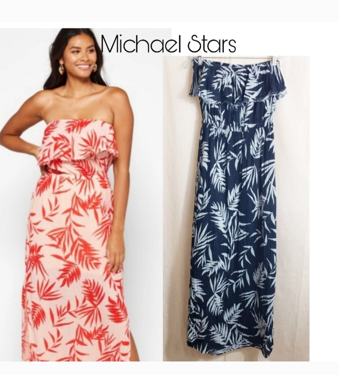 DEAL!! Michael Stars Tara Tube Dress. Indigo blue floral. Sz XS