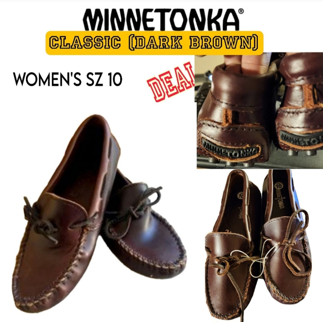 Minnetonka CLASSIC DRIVER in dark brown. Sz 10. $78 org