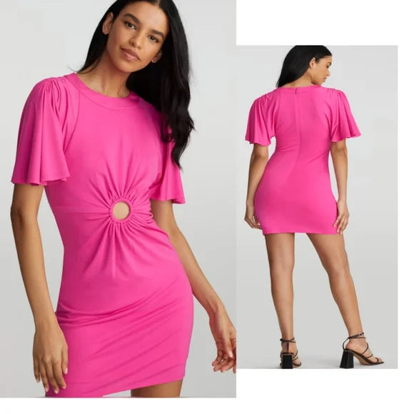Gabrielle Union and NY Collection colab Anisa Flutter-Sleeve O-Ring Dress. Xxl