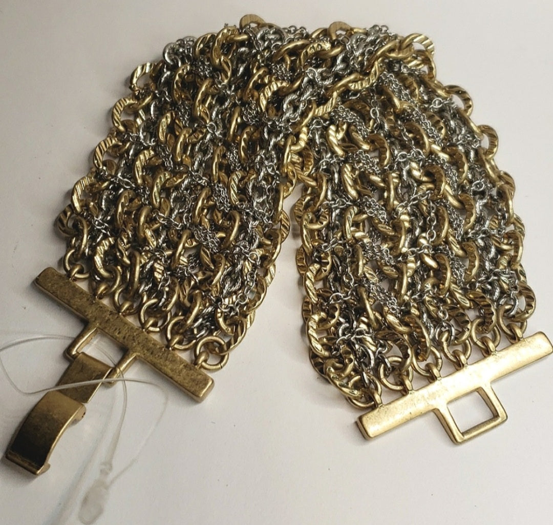 41 Hawthorn gold/ silver multistrand chain bracelet. New