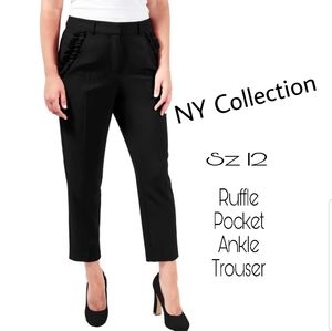 NY Collection blk ruffle trim crop pants. Sz 12