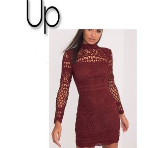UP crochet burgundy dress. Sz Lrg