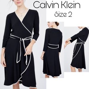 Calvin KleinPiped Trim Wrap Dress. Sz 2