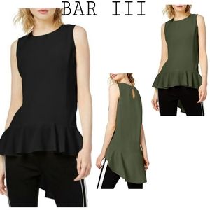 BAR III high/low peplum sleeveless blouse Sz Med