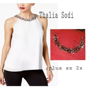 Thalia Sodi chiffon rhinestone neckline top sz XXL