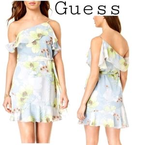 Guess "Elana" dusty print one shoulder dress. Sz M