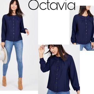 OctaviaRuched Button Down. Sz Lrg